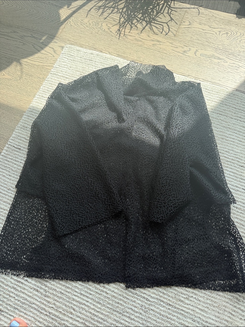 Black Sheer Lace Long Sleeve Top